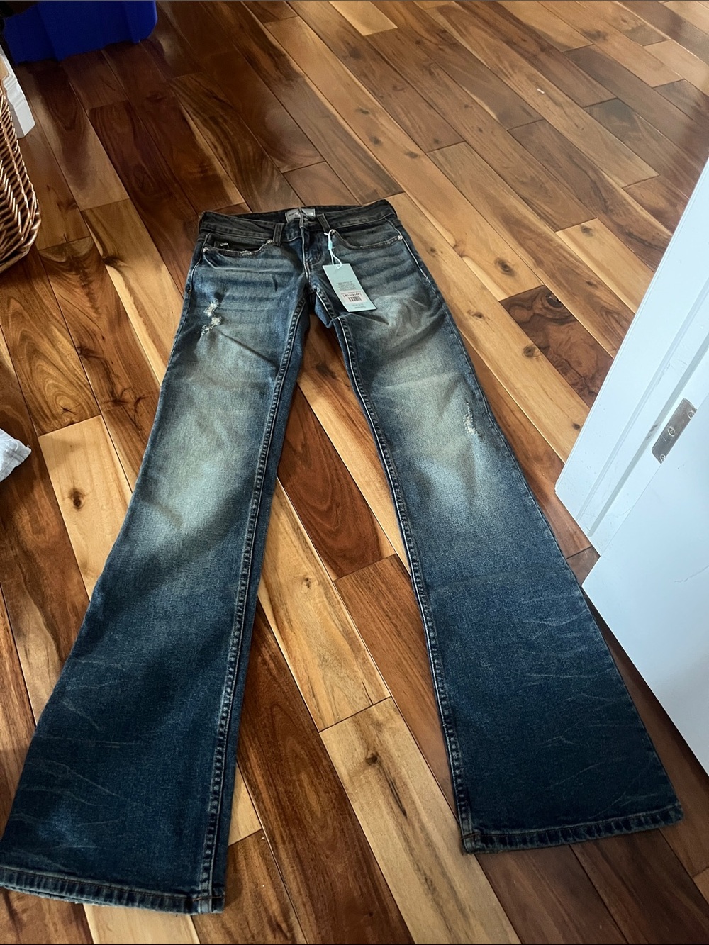 REVICE Women's Dark Faded Blue Flare Jeans